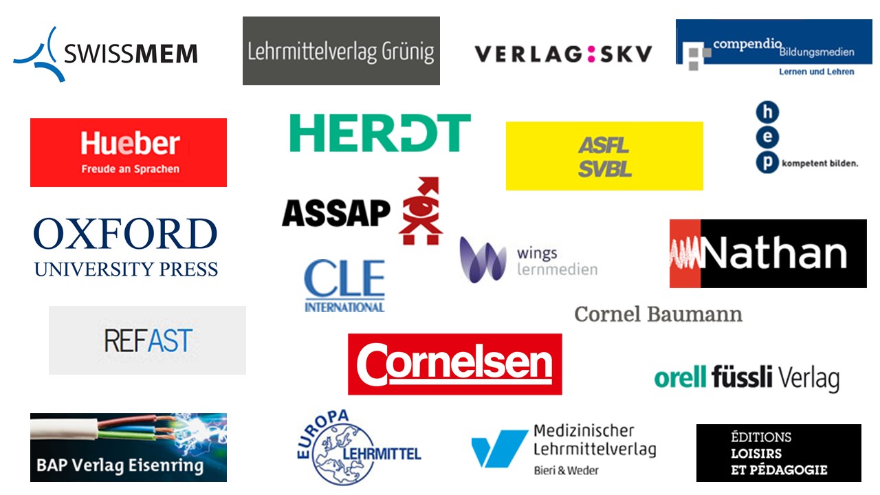 Editeurs clients Schoolbag (Swissmem, ASFL, Hueber, Oxford, etc.)