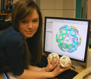 Student with CAD and 3D Part