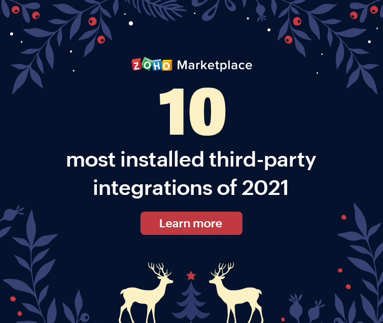 Ten most installed third-party integrations of 2021 on Zoho Marketplace