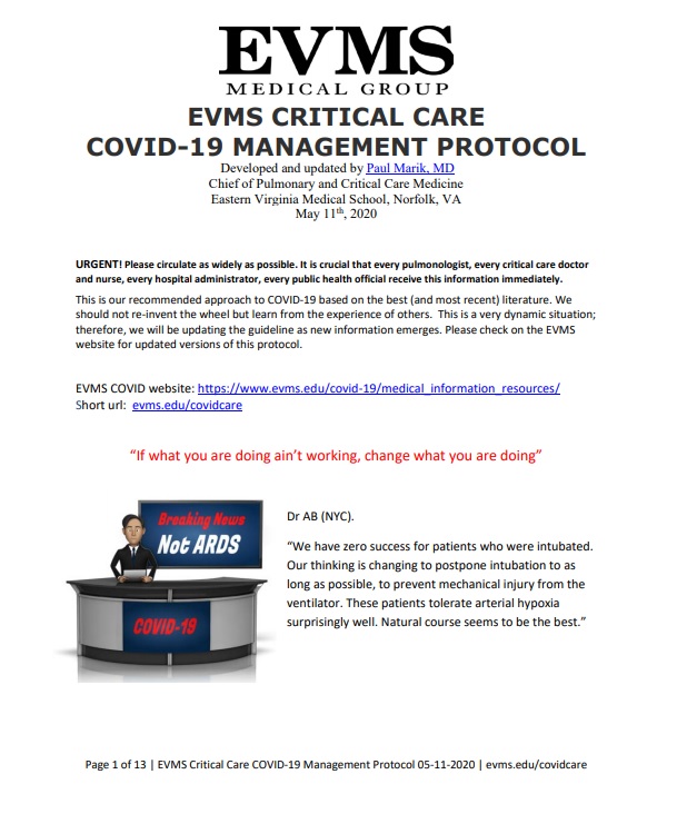 East Virginia Medical Grp COVID 19 protocol 1