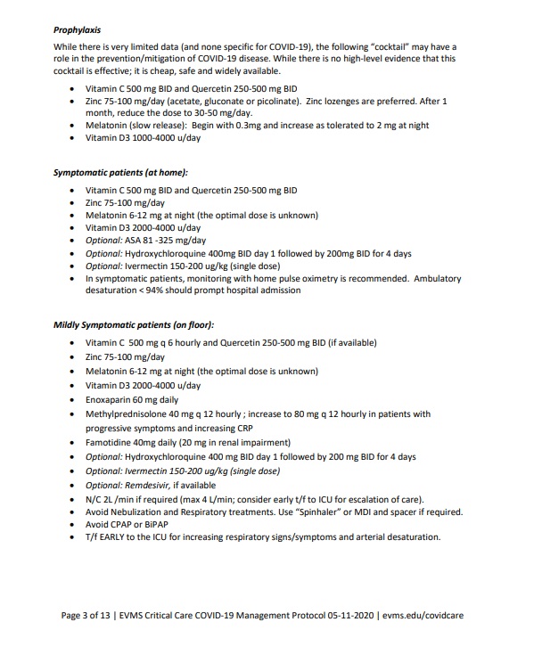 East Virginia Medical Grp COVID 19 protocol 3