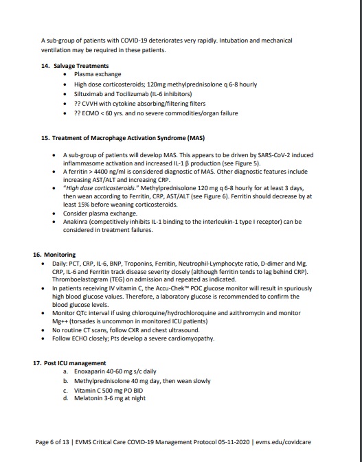 East Virginia Medical Grp COVID 19 protocol 6