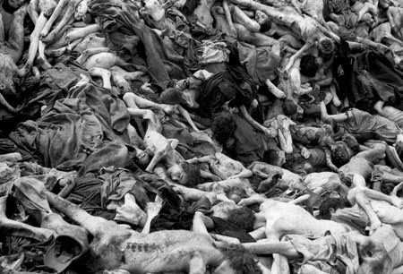 The dead at Bergen Belsen Germany concentration camp - April 30, 1945