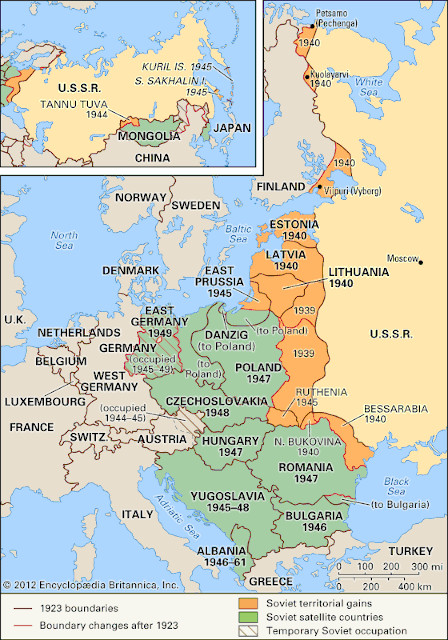 Soviet Union Satellite Nations and territorial gains through 1961