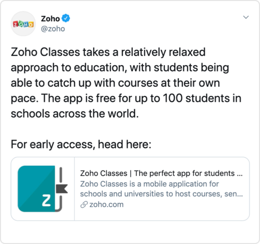 Zoho class tweet