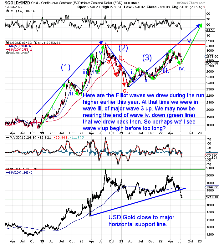 NZ Dollar Gold Chart - elliott waves