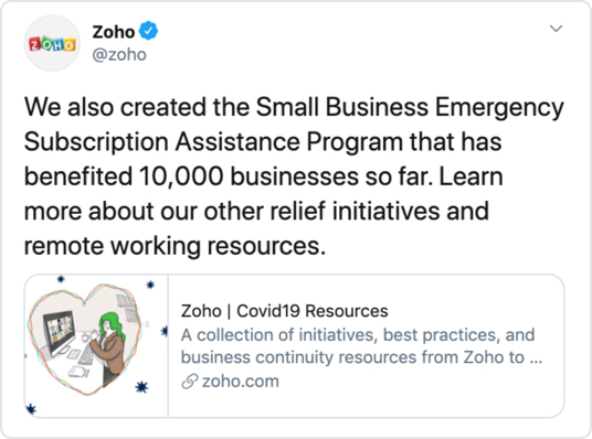 Small business emergencies subscription tweet